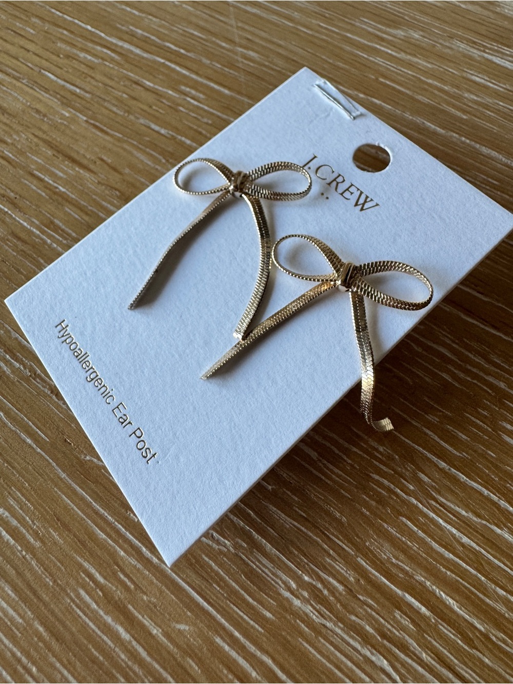 NWT! J. CREW FACTORY Metallic Bow Earrings, Gold - Picture 5 of 14